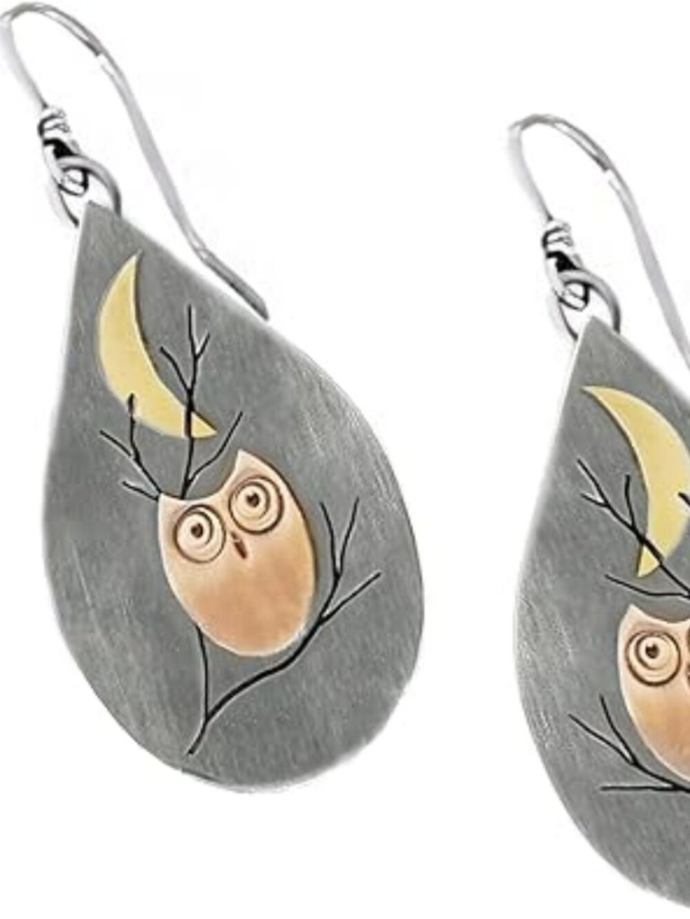 Boho Earrings Owl and Moon Teardrop Handmade Bohemian Trendy Jewelry